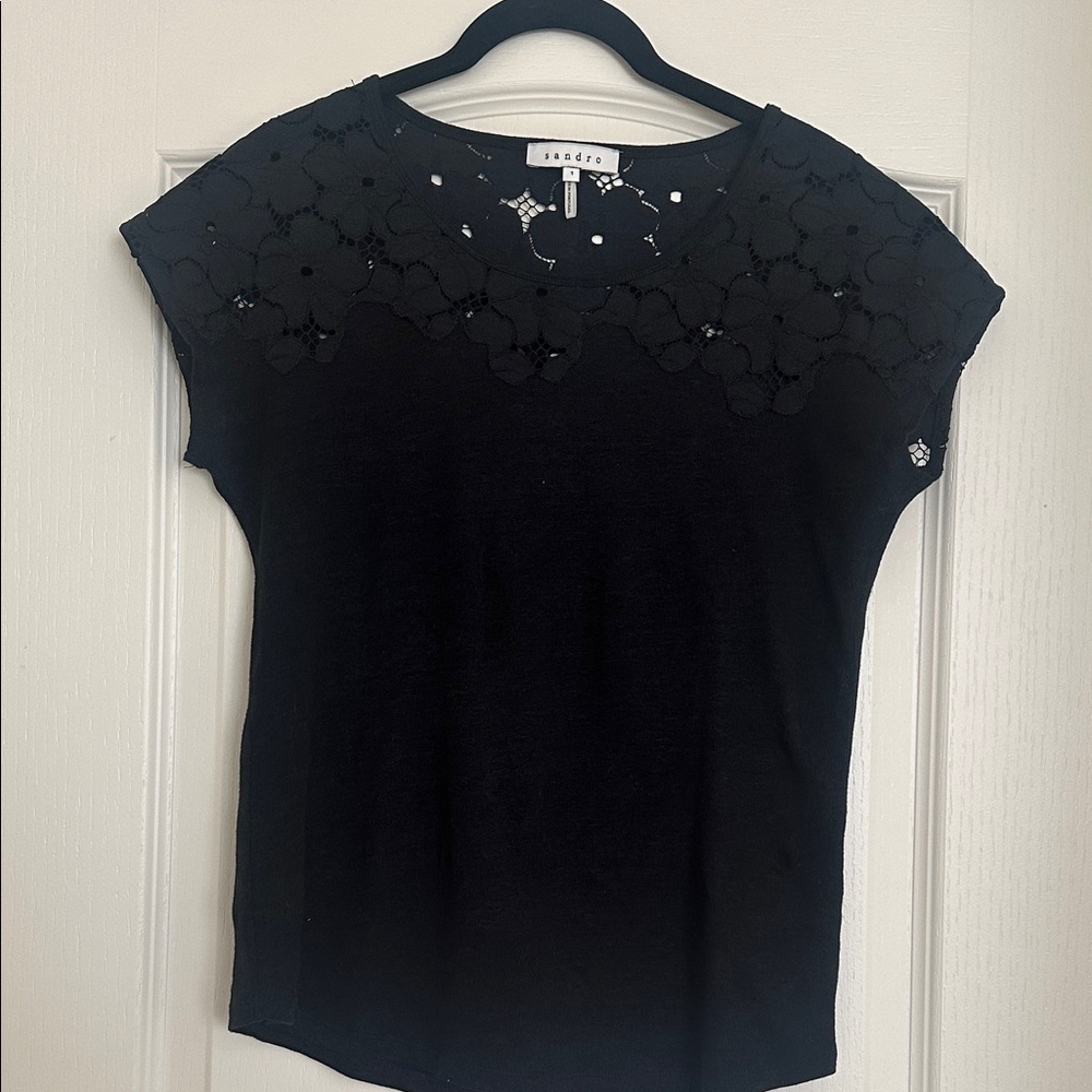 Sandro Black Floral Lace Women's Blouse